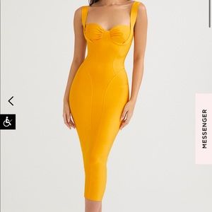 House of cb Charlene tangerine bandage midi dress